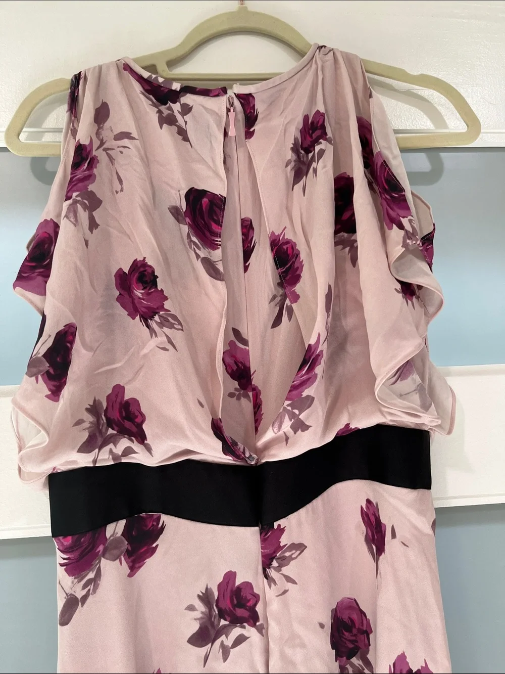 kate spade Pink Floral Midi Dress with Black Waistband